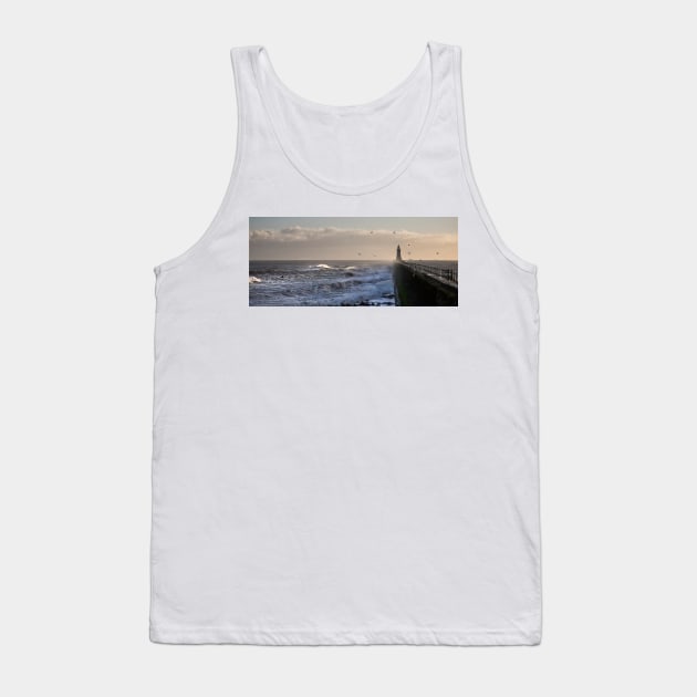 Stormy weather at Tynemouth Pier - Panorama Tank Top by Violaman